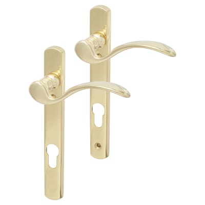 Polished Brass uPVC Scroll Multipoint Door Handles - 92mm c/c - RH