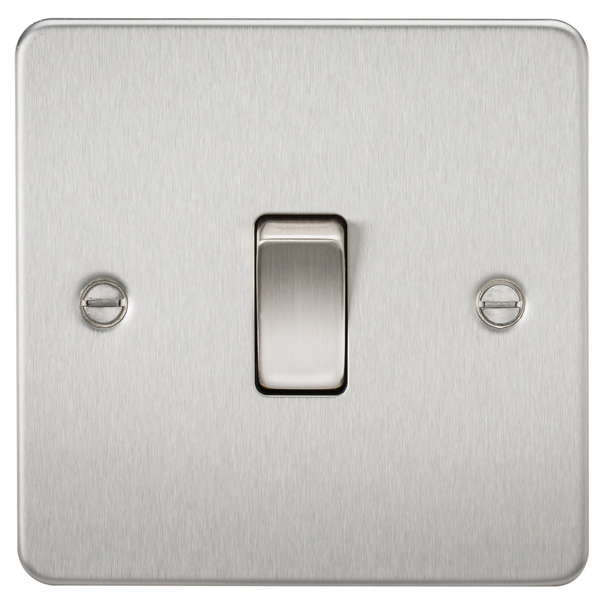10AX 1 Gang Flat Plate Intermediate Light Switch - Brushed Chrome