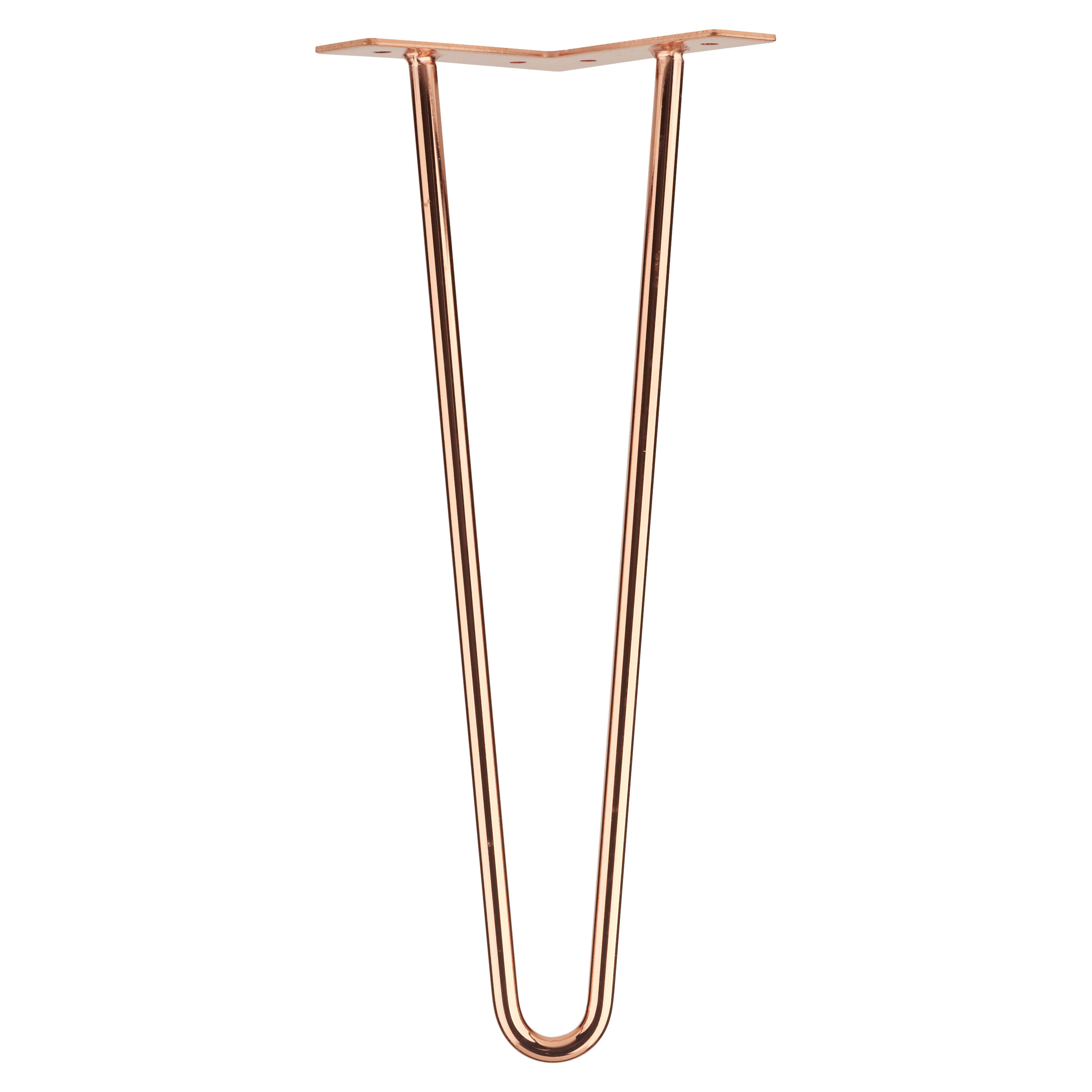 Hairpin Leg - 2 Pin - 350mm Height - Polished Copper