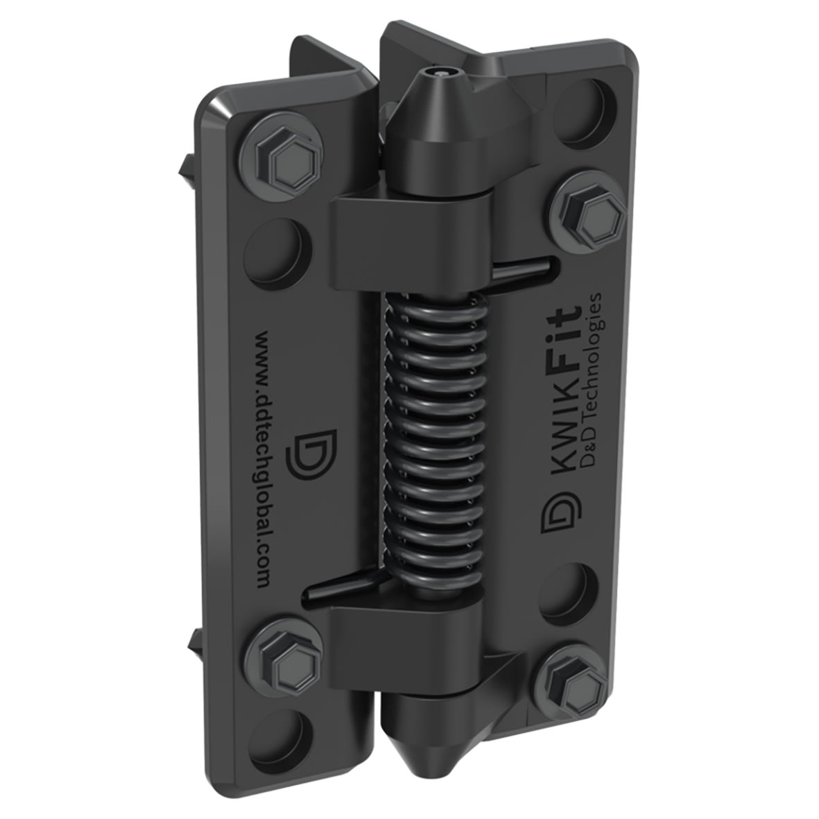 D&D Kwikfit Light Duty Nylon Spring Gate Hinge - Self-Closing - 110 x 70.3 x 34mm - Black - Pair