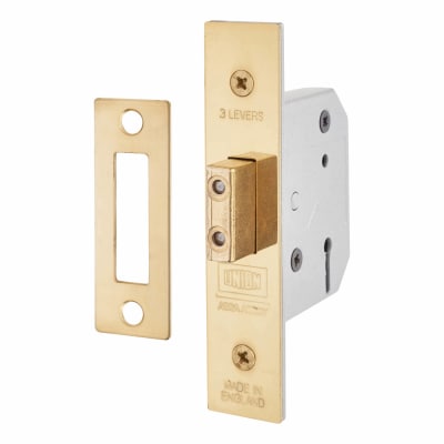 2177 3 Lever Deadlock - Key Alike Number M136MM - 77mm Case - 57mm Backset - Polished Brass