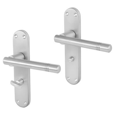 Satin Chrome Bathroom Door Handles - Bologna Range - 182 x 39mm