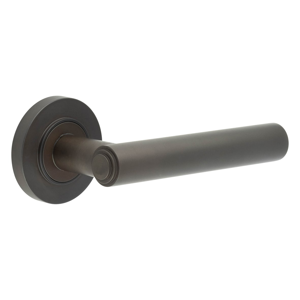Dark Bronze Fire Rated Door Handles on Round Rose - Richmond Range