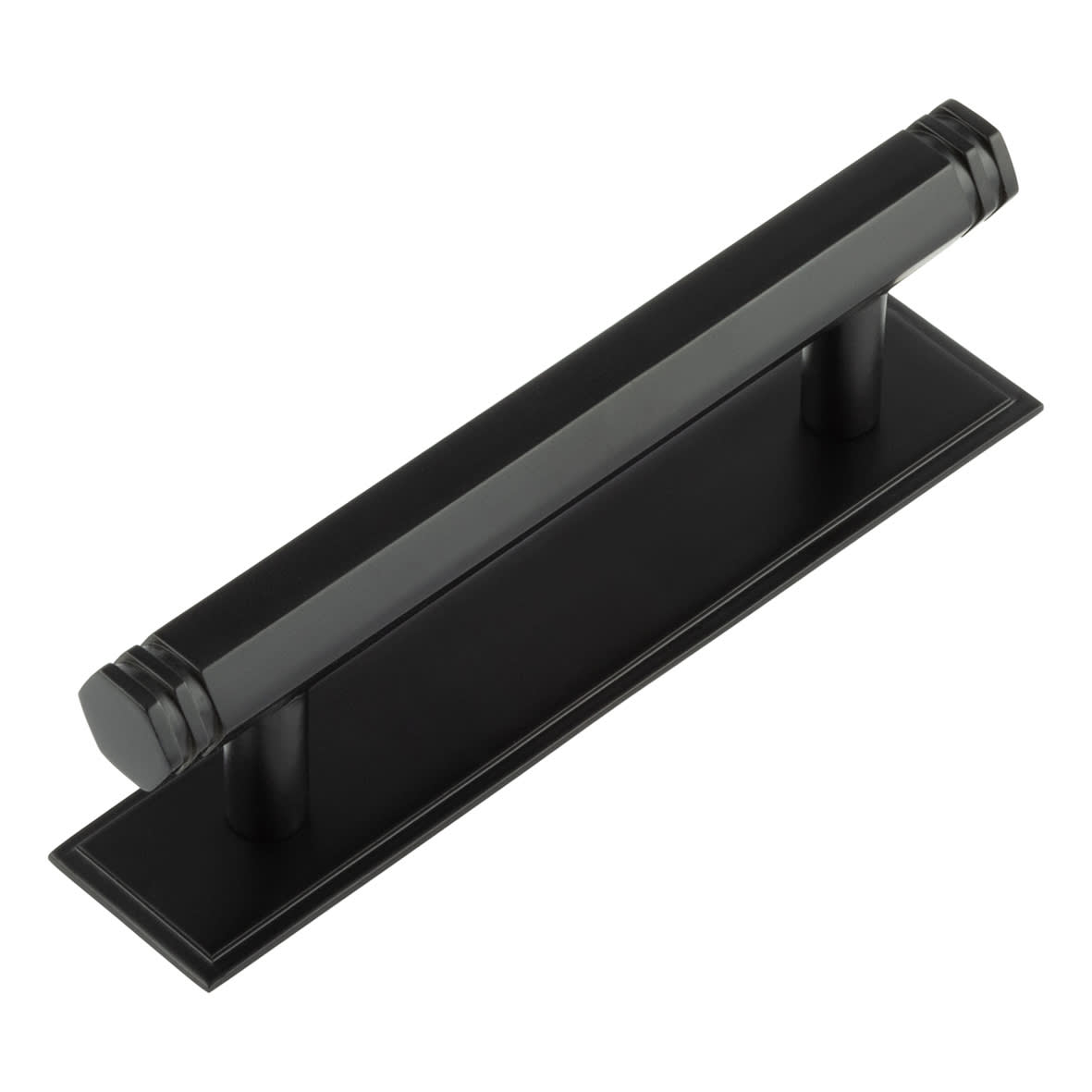 Nile 15mm Hex T-Bar Cabinet Pull Handle on Stepped Backplate - 96mm c/c - Black