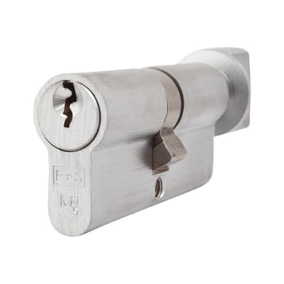 5 Pin 70mm Euro Thumbturn Cylinder - 35mm Turn + 35mm - Satin Chrome - Keyed to Differ