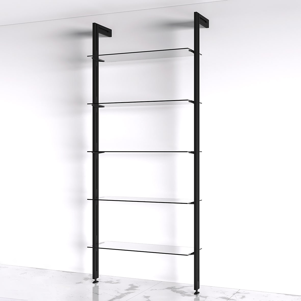 Zero Glass Shelf Bracket - 200mm Length - Black - Pair