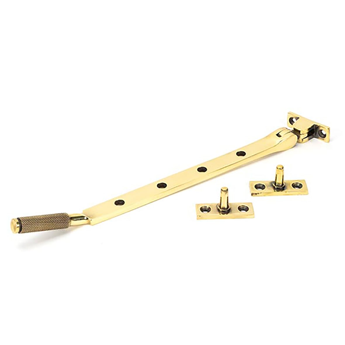 Brompton Knurled Casement Window Stay - 10"/250mm Length - Aged Brass