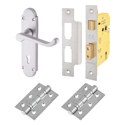 Satin Chrome Victorian Summer Scroll 3 Lever Sashlock Door Handles Pack