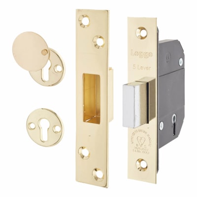 Heavy Duty:2007 5 Lever Deadlock - 81mm Case - 58mm Backset - Polished Brass