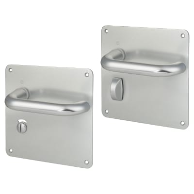 Satin Aluminium 20mm Return to Door Bathroom Door Handles - 160 x 160mm - RH