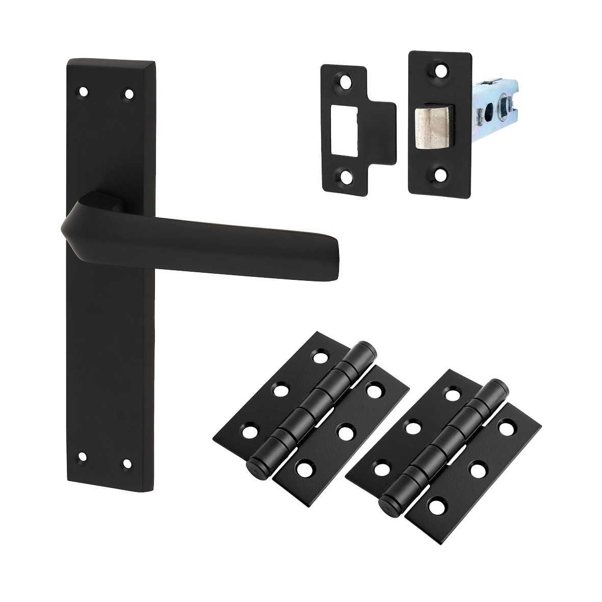 Matt Black Latch Door Handles Pack - Norley Range