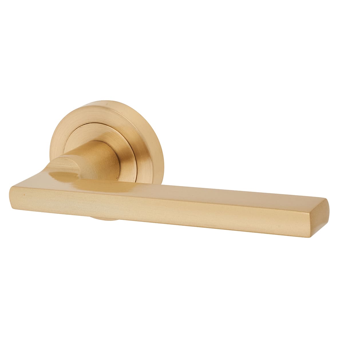 Satin Brass Door Handles on Round Rose - Trentino Range