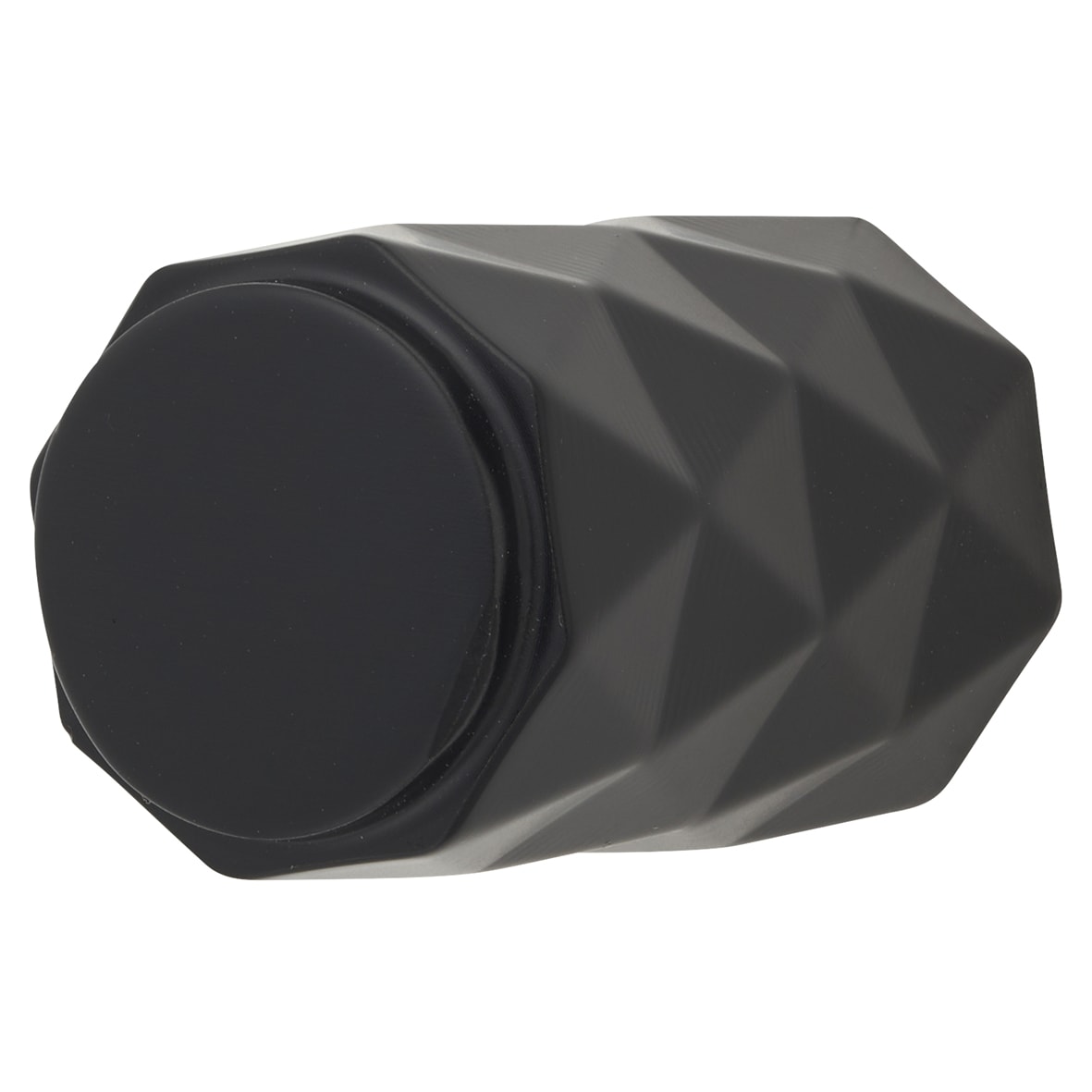 Diamond Cut Cylinder Cabinet Knob - 20mm Diameter - Matt Black