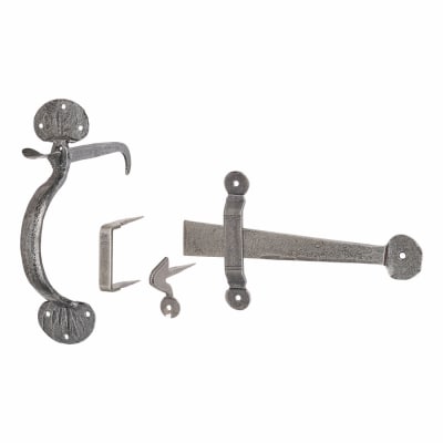 Pewter XL Medium Bean Thumb Latch Set - 75mm Door Thickness