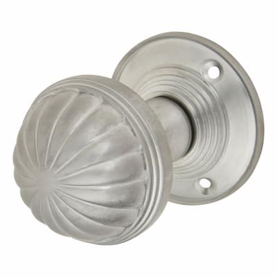 Satin Chrome Fluted Mortice Door Knob - 65mm Rose Diameter