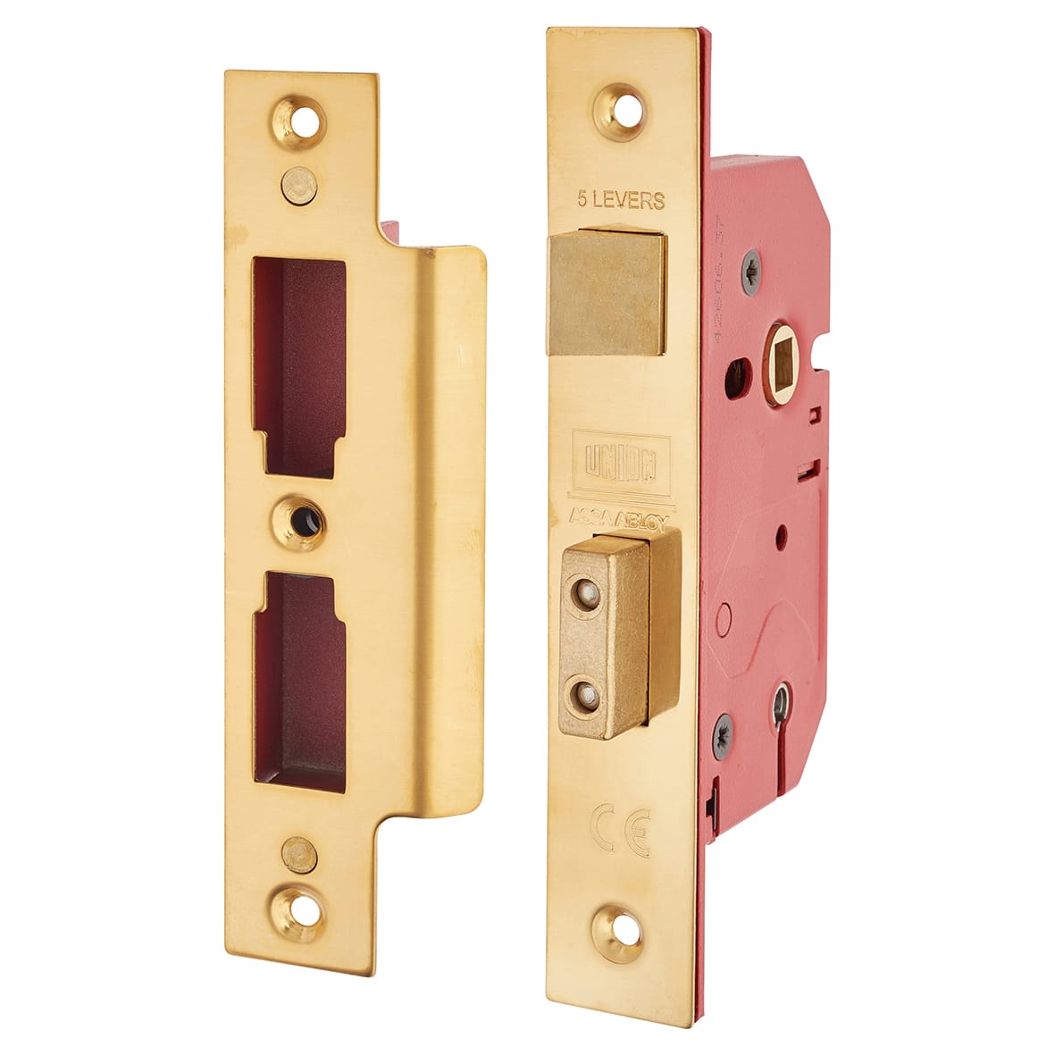 2201 Bolt Through 5 Lever Sashlock - 77mm Case - 57mm Backset - Polished Brass
