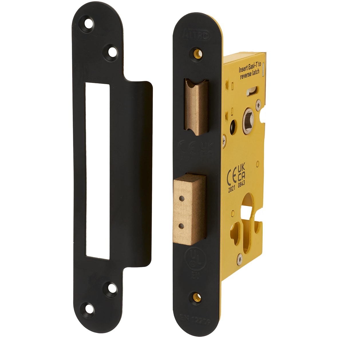 Architectural Bolt Through Euro Profile Sashlock - 65mm Case - 44mm Backset - Radius - Matt Black