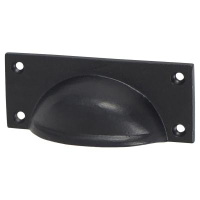 Square Cabinet Cup Handle - 84mm Centres - Black Iron