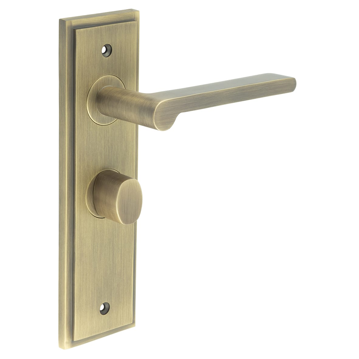 Antique Brass Fire Rated Bathroom Door Handles - Fitzrovia - Inner 1 - 200 x 55mm