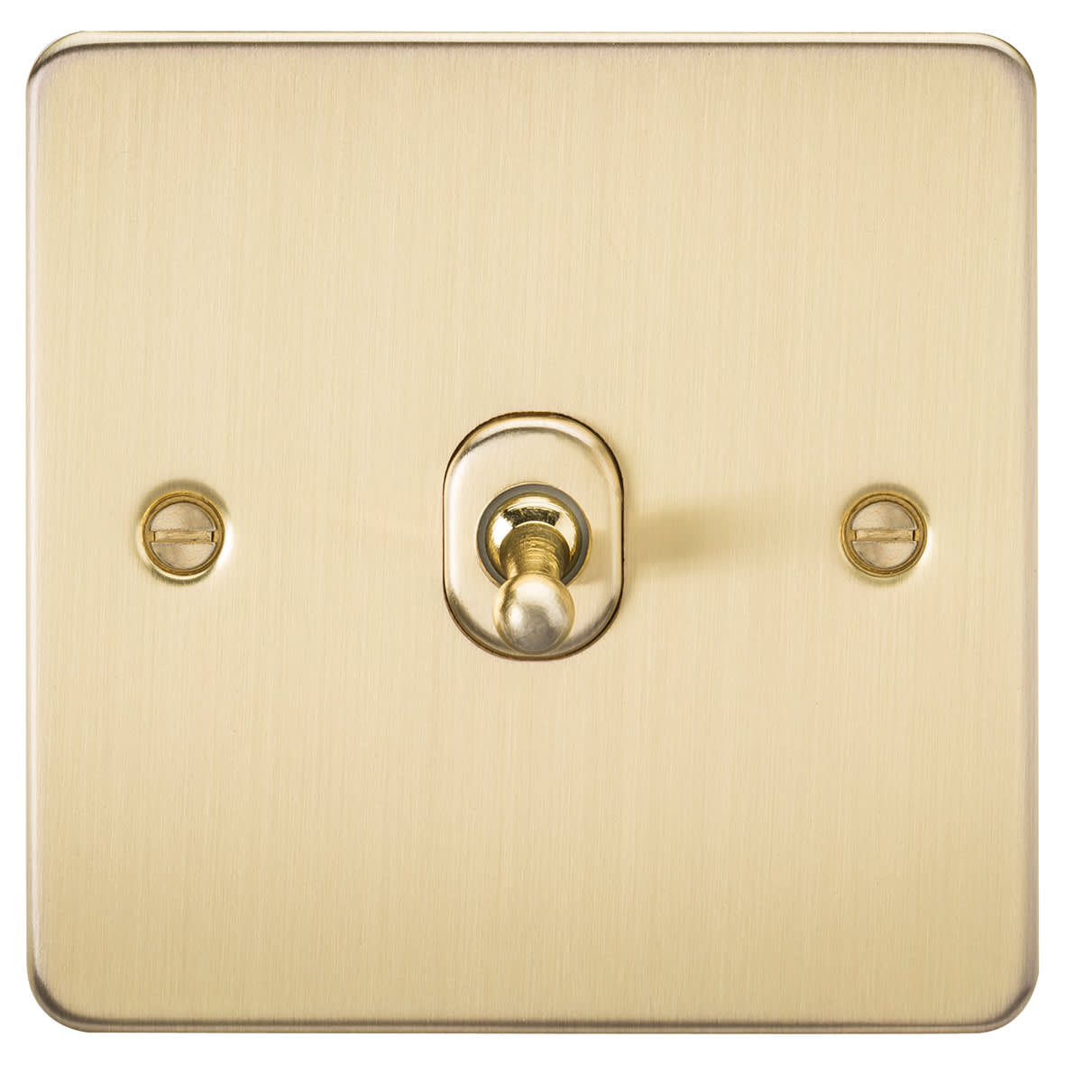 10AX 1 Gang Flat Plate Intermediate Toggle Light Switch - Brushed Brass