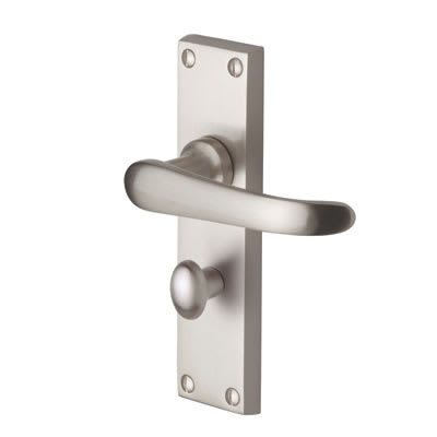 Marcus Satin Nickel Bathroom Door Handles - Windsor Range - 154 x 40mm