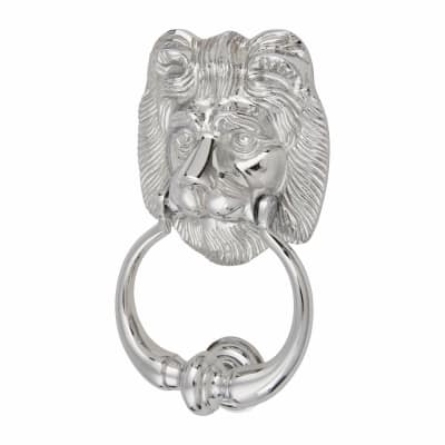 Lion Door Knocker - Polished Chrome - 177 x 102mm