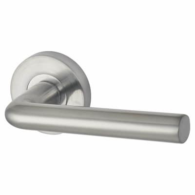 Satin Chrome Door Handles on Round Rose - Riva Range