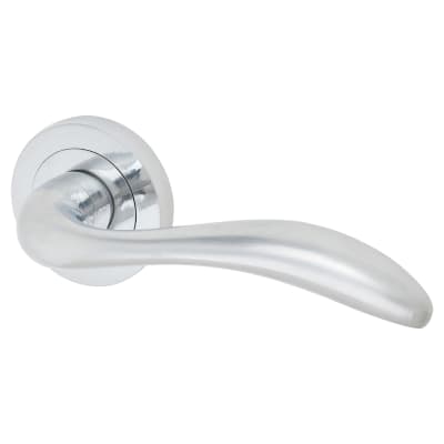 Satin Chrome Door Handles on Round Rose - Sussex Range