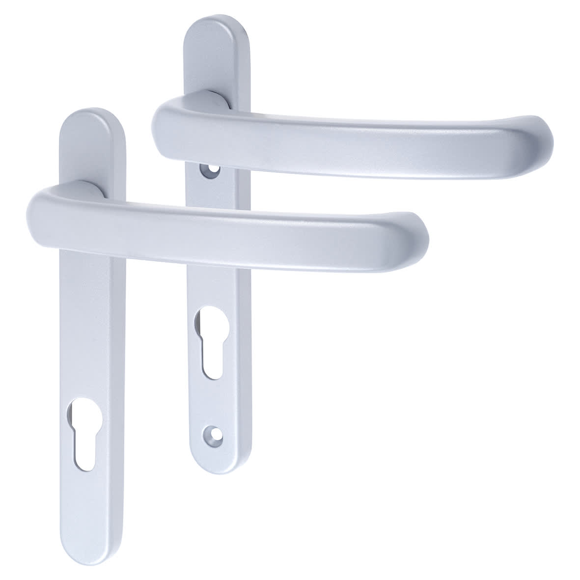 Premium Satin Silver uPVC Extended Multipoint Door Handles - 92mm c/c - Windsor Range