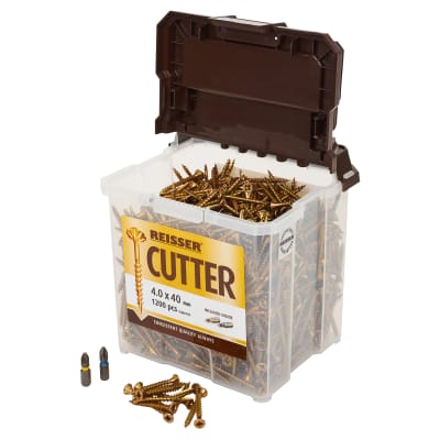 Cutter Pozi Countersunk Wood Screws Tub - 4.0 x 40mm - Yellow Zinc - Pack of 1200