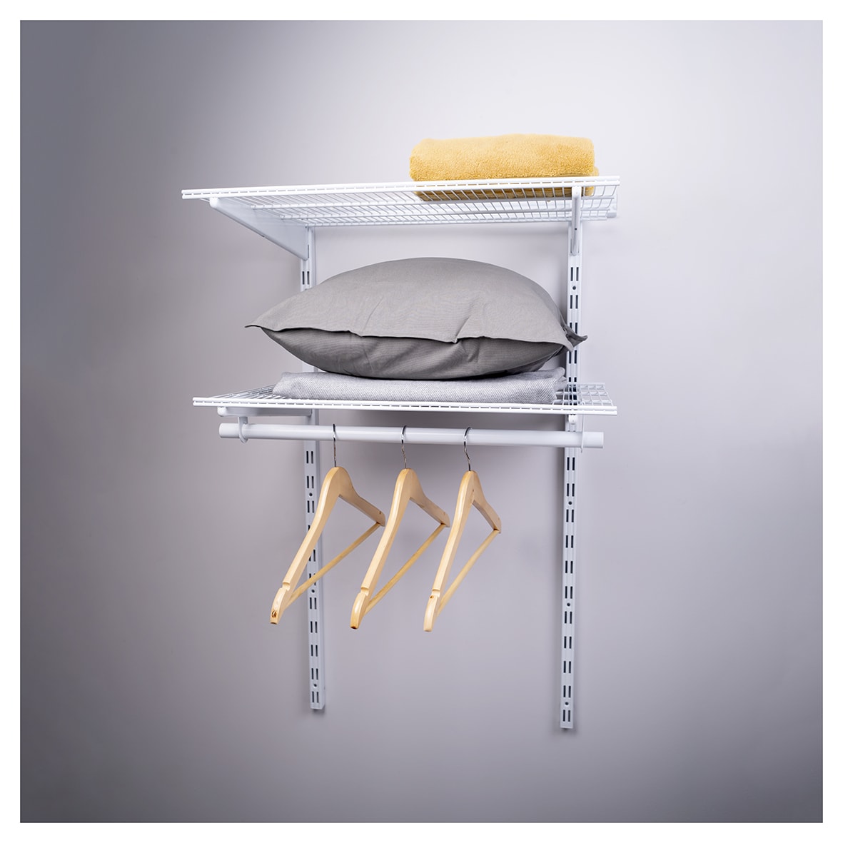 Wardrobe Kit - 1 Bay & 2 x Ventilated Wire Shelf - White