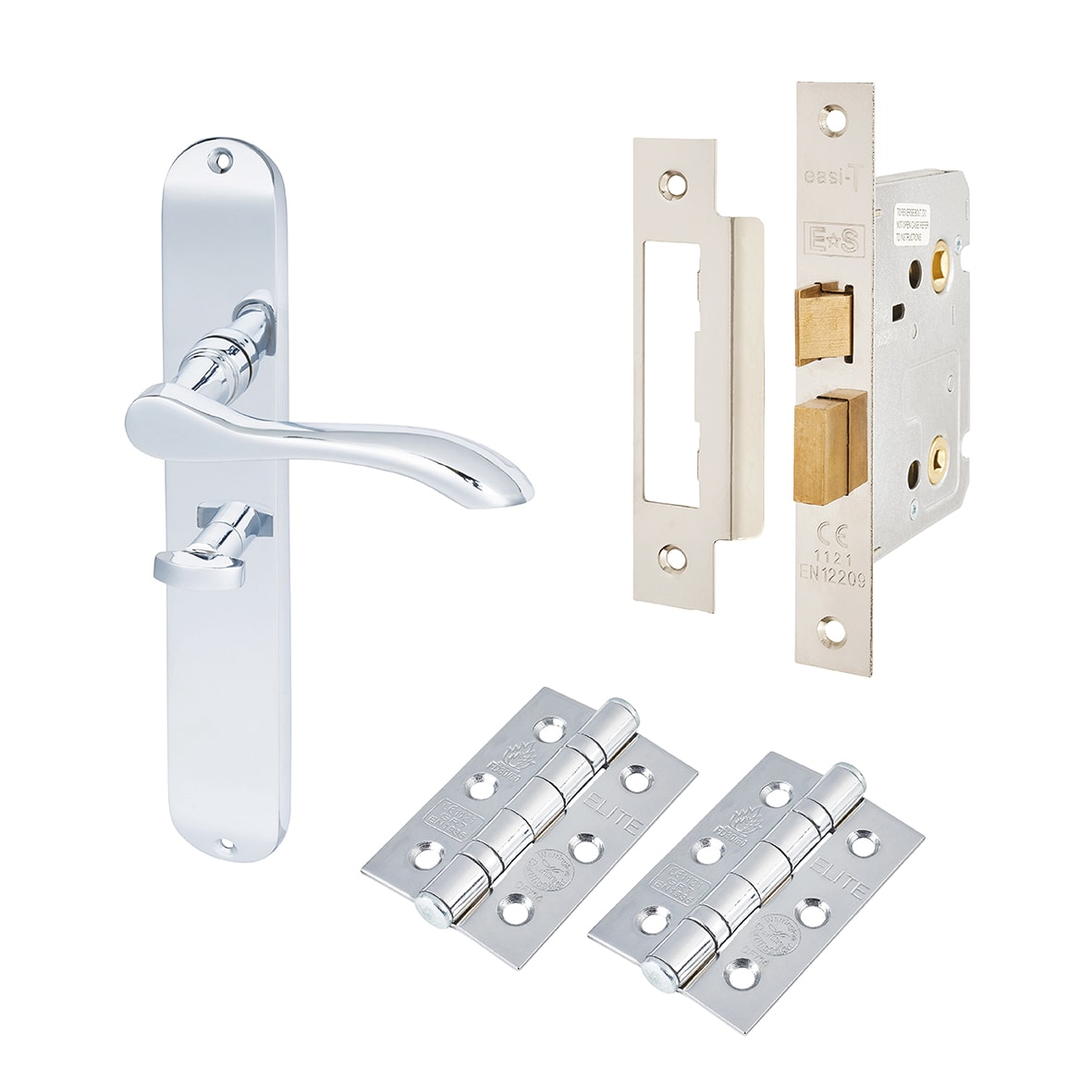 Polished Chrome Bathroom Lock Door Handles Pack - Altea Range