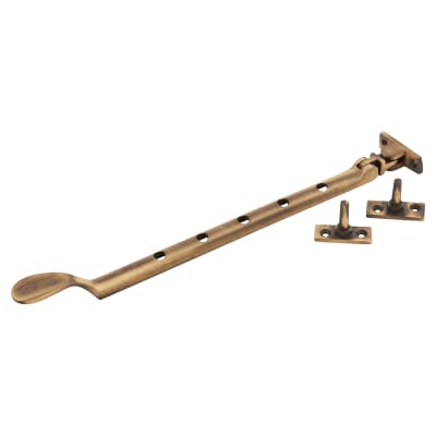 Cast Victorian Casement Window Stay - 12"/300mm Length - Antique Brass