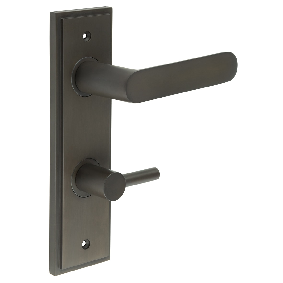 Dark Bronze Fire Rated DIN Bathroom Door Handles - Kensington - Inner 3 - 200 x 55mm