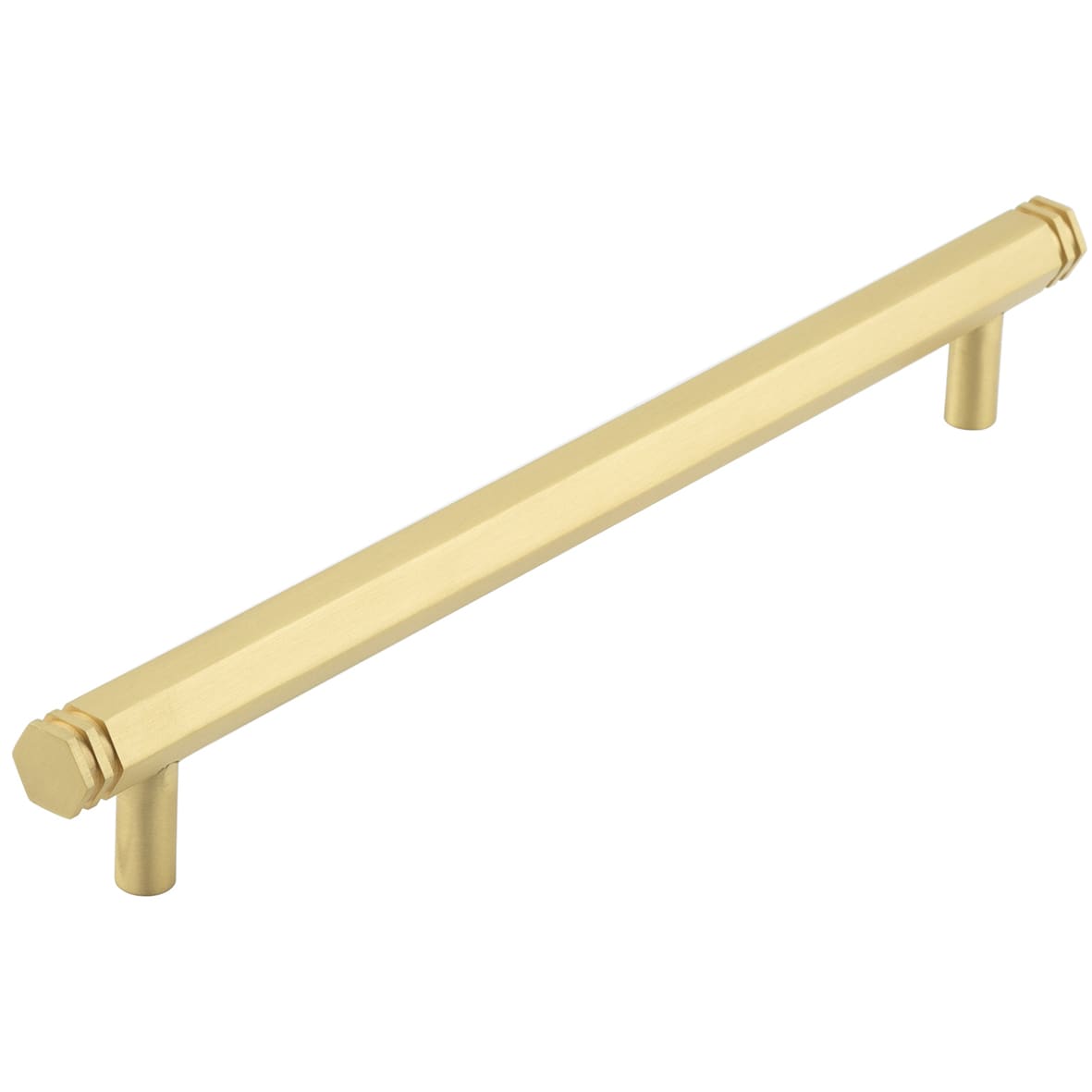Nile 15mm Hex T-Bar Cabinet Pull Handle - 224mm c/c - Satin Brass