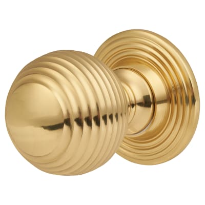 Beehive Ball Cabinet Knob - 35mm Diameter - Polished Brass