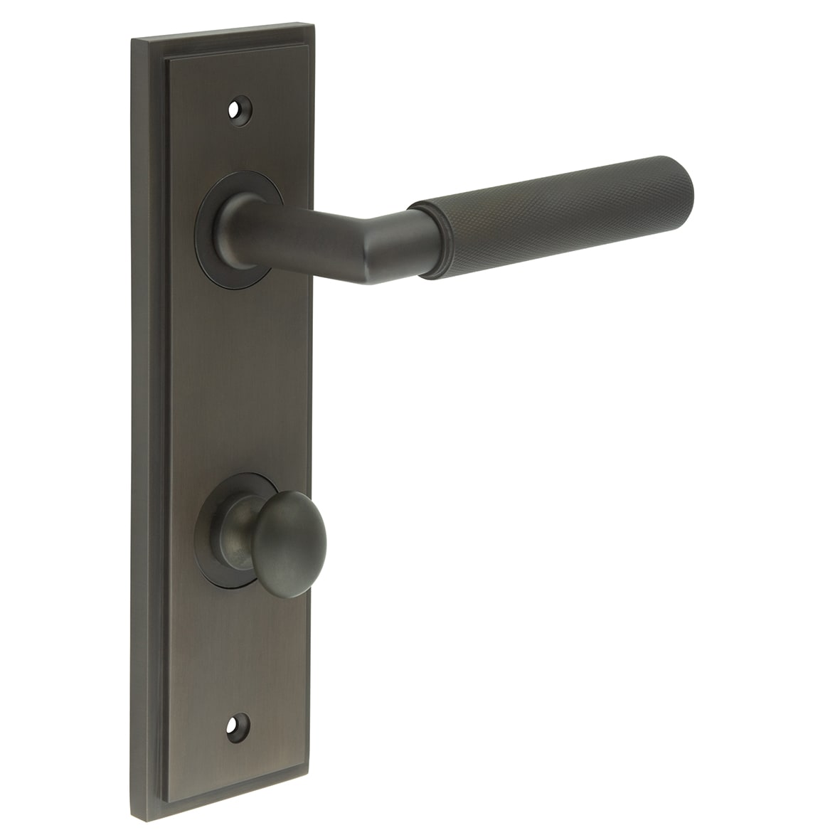 Dark Bronze Fire Rated DIN Bathroom Door Handles - Piccadilly - Inner 1 - 200 x 55mm