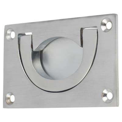 Flush Chest Drawer Cabinet Pull Handle - 75 x 45mm - Satin Chrome