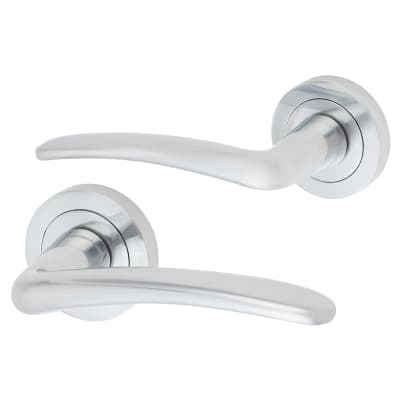 Satin Chrome Door Handles on Round Rose - Eloise Range