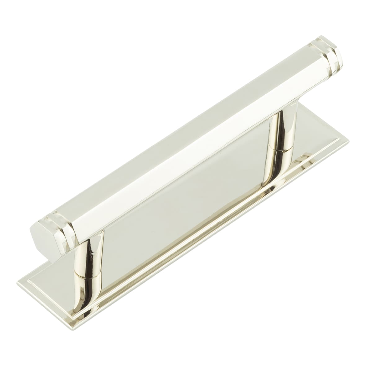 Nile 15mm Hex T-Bar Cabinet Pull Handle on Stepped Backplate - 96mm c/c - Polished Nickel