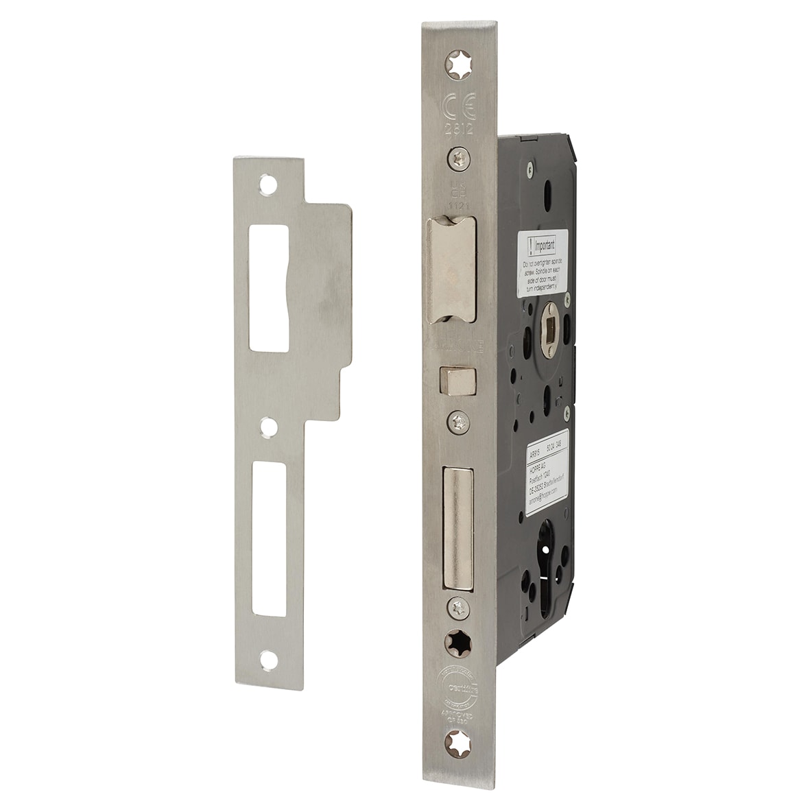 DIN Escape Sashlock - 88mm Case - 60mm Backset - Square - Satin Stainless Steel