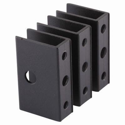Pro Toilet Cubicle Panel Bracket - 12-13mm Panels - Black Textured - Pack of 3