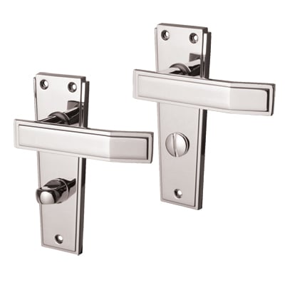 Polished Chrome Deco Bathroom Door Handles - Deco Range - 153 x 50mm