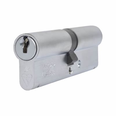 1 Star 6 Pin Kitemarked 100mm Euro Double Cylinder - 50 + 50mm - Satin Chrome - Keyed to Differ