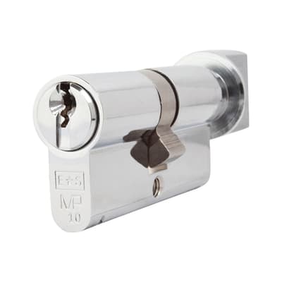 10 Pin 64mm Euro Thumbturn Cylinder - 32mm Turn + 32mm - Polished Chrome - Keyed Alike