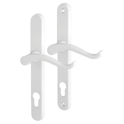 White uPVC Scroll Multipoint Door Handles - 92mm c/c - RH - Balmoral Range
