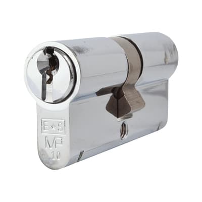 10 Pin 64mm Euro Double Cylinder - 32 + 32mm - Polished Chrome - Master Keyed