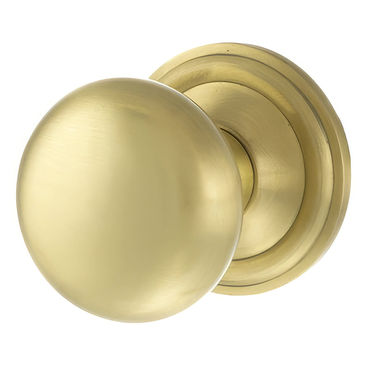 Old English Harrogate Mushroom Mortice Door Knob - 65mm Rose Diameter - Satin Brass