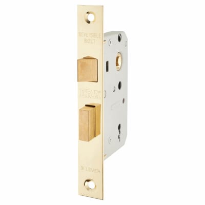3 Lever Sashlock - 64mm Case - 44mm Backset - Polished Brass