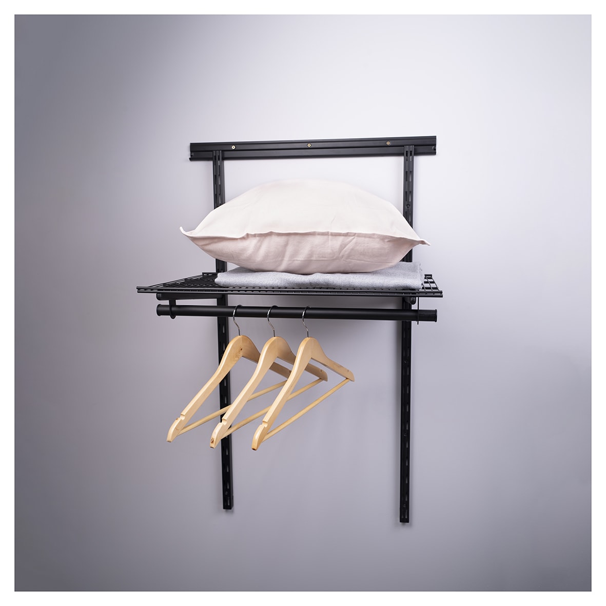 Wardrobe Kit - 1 Bay & 1 x Ventilated Wire Shelf - Black